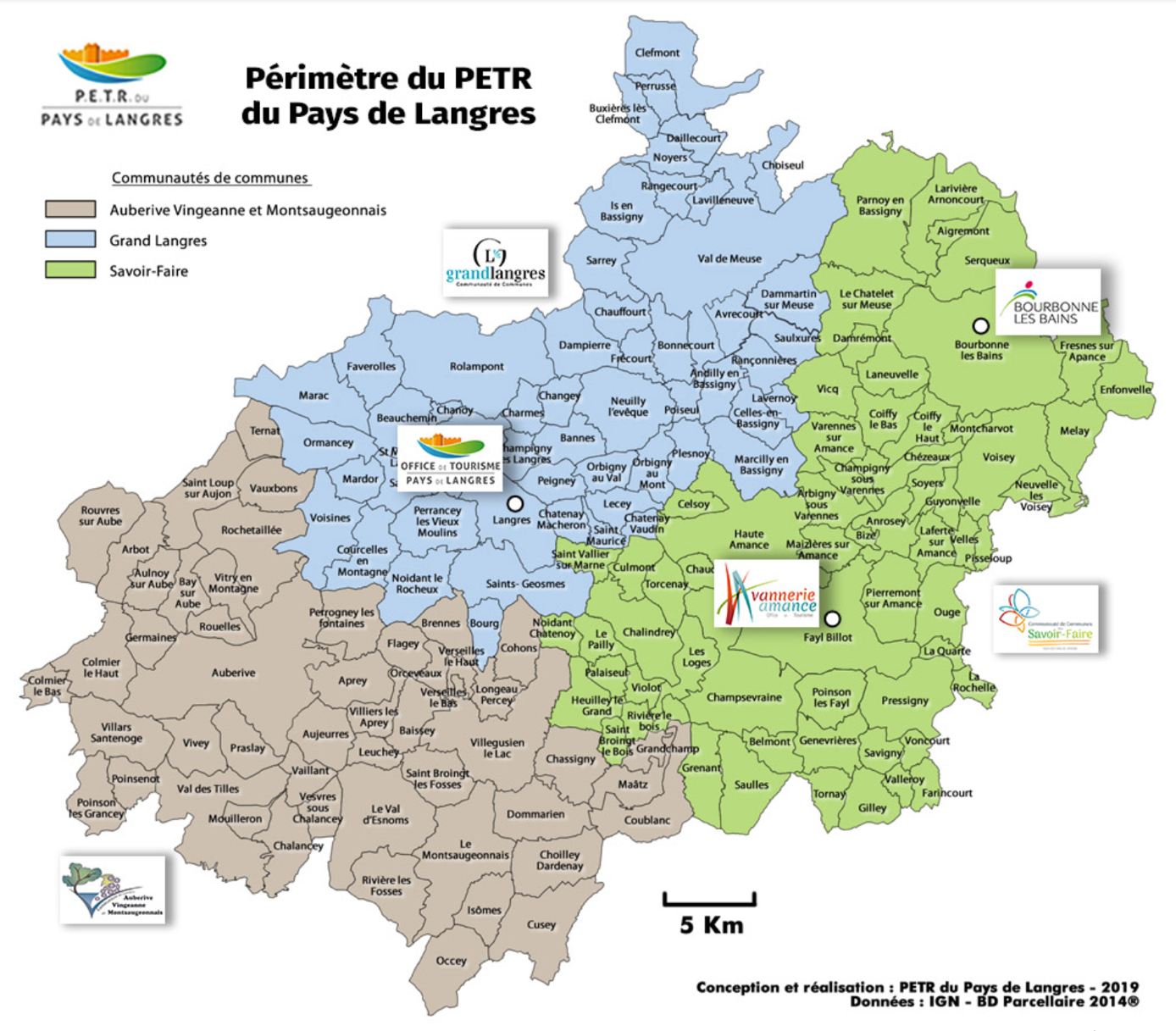 Carte du périmètre du PETR du Pays de Langres. © DR : PETR du Pays de Langres